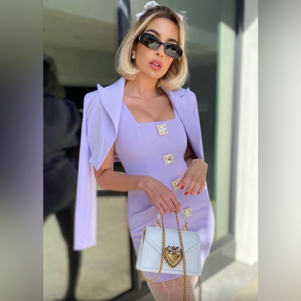 Elegant Lavender Dress with Blazer - Picture 3 of 4
